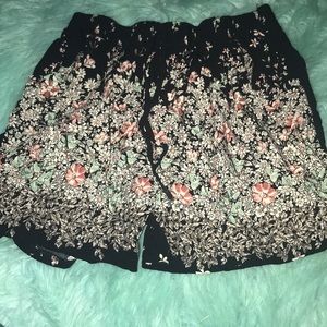 Black flower shorts